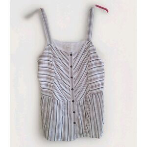 Ann‎ Taylor LOFT Womens Blouse Pink Black White Stripe Sleeveless Petite M